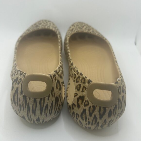 Leopard Print Crocs Womens Ballet Flats W9 Lightweight Slip-On Shoes - Picture 7 of 7